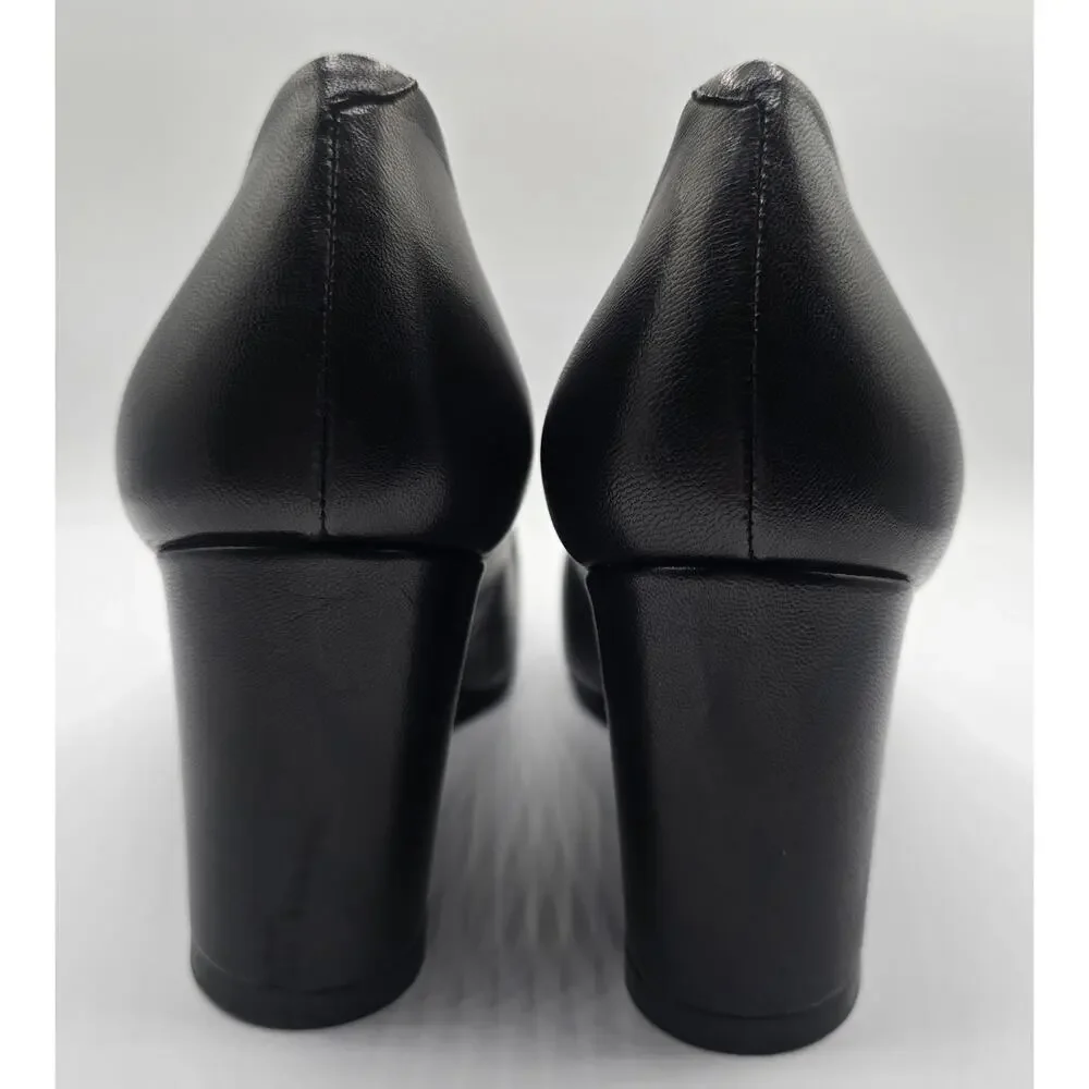 Taryn Rose Black Leather Wedge Pumps